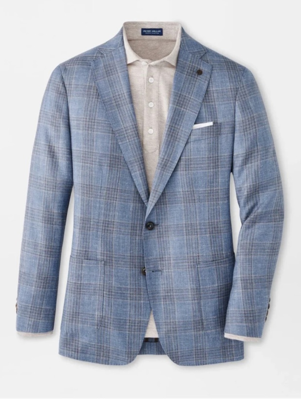 NWT Peter Millar Ames Plaid Soft Jacket - Blue Pearl Size 48R